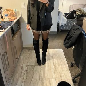 Lulus black mini skirt with jewel fringe